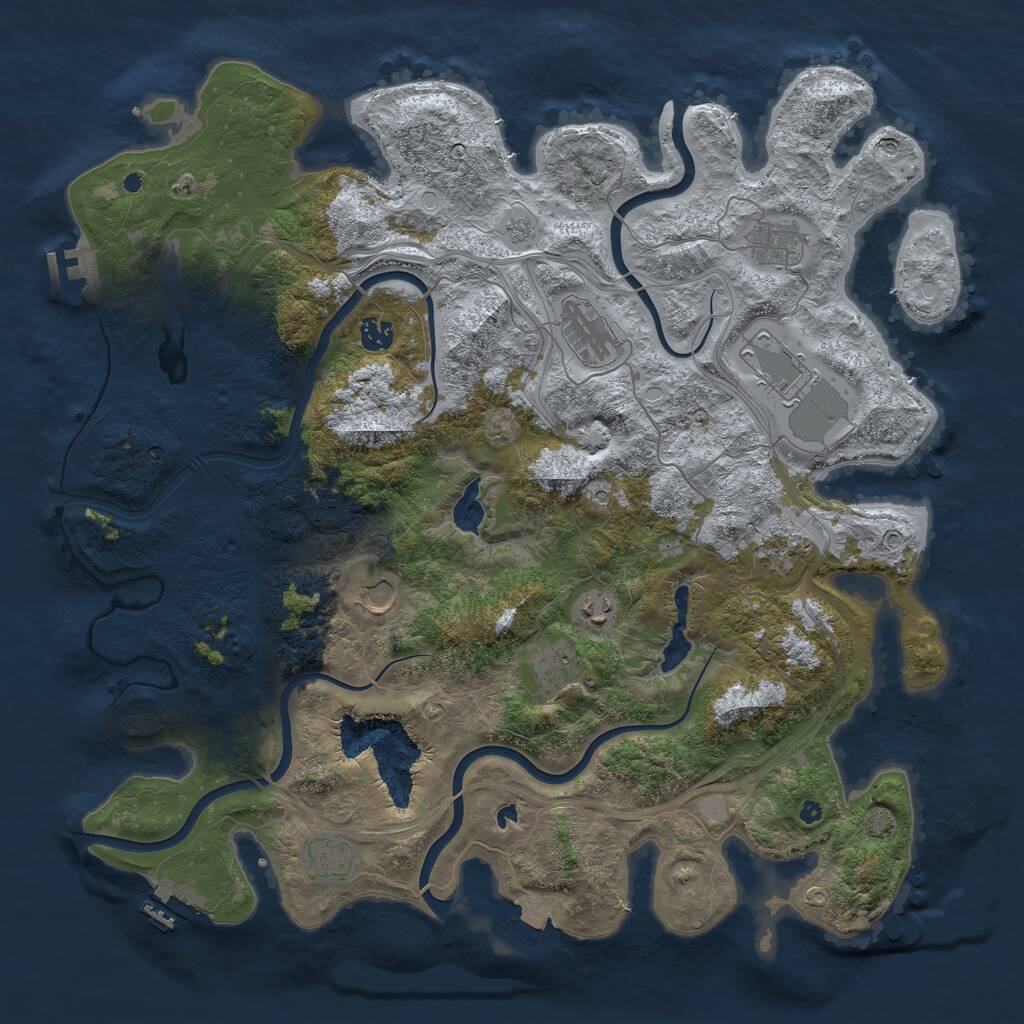Rust Map: Procedural Map, Size: 4500, Seed: 6613244, 16 Monuments