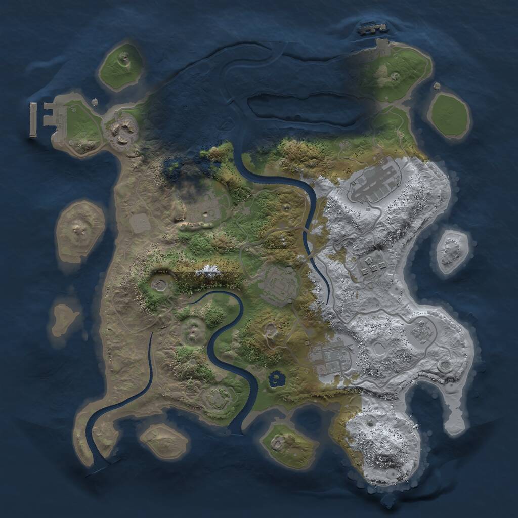 Rust Map: Procedural Map, Size: 3000, Seed: 1167406655, 12 Monuments