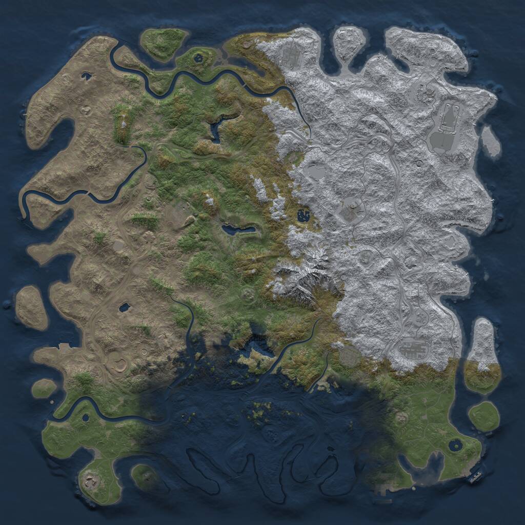 Rust Map: Procedural Map, Size: 6000, Seed: 378793338, 17 Monuments