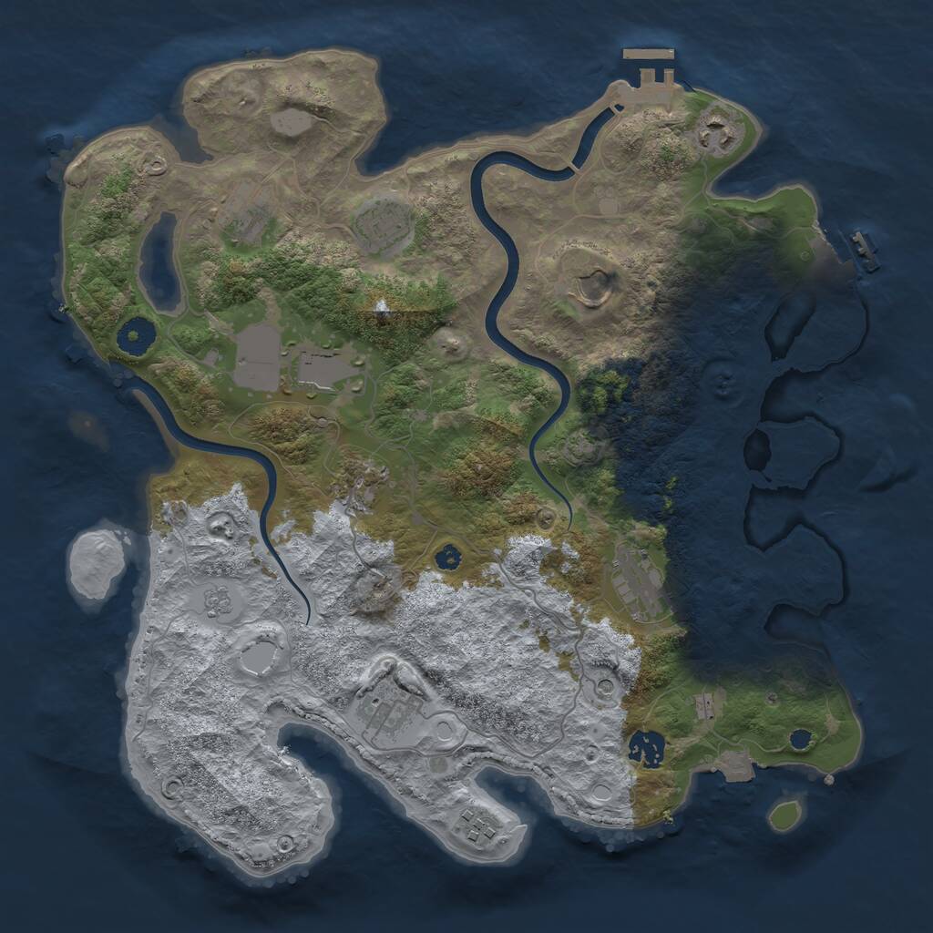 Rust Map: Procedural Map, Size: 3700, Seed: 544410609, 16 Monuments