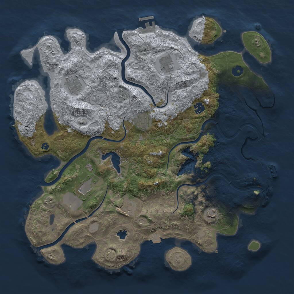 Rust Map: Procedural Map, Size: 4050, Seed: 590948540, 14 Monuments