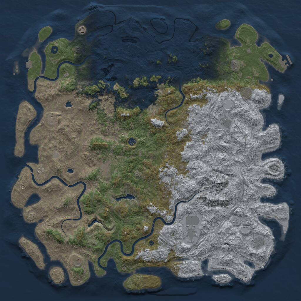 Rust Map: Procedural Map, Size: 6000, Seed: 847261, 17 Monuments