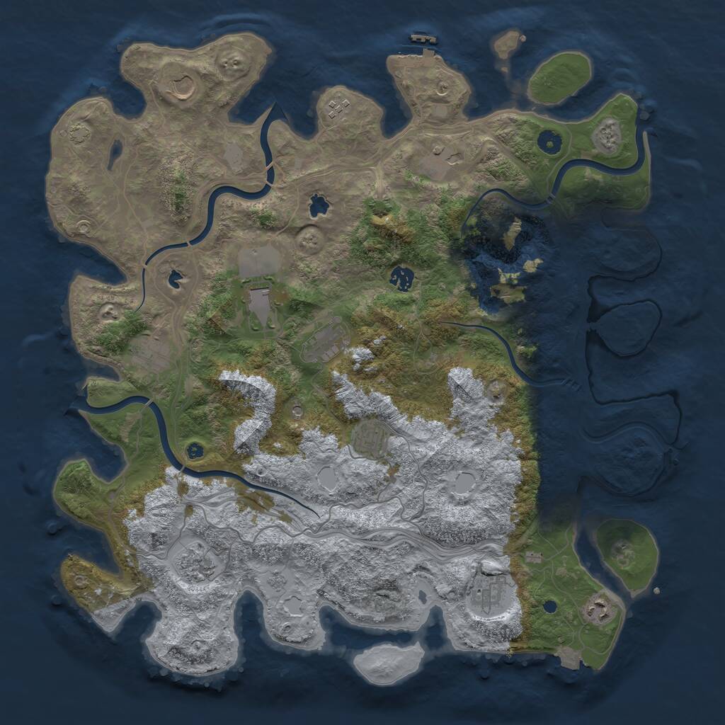 Rust Map: Procedural Map, Size: 4500, Seed: 53229, 16 Monuments