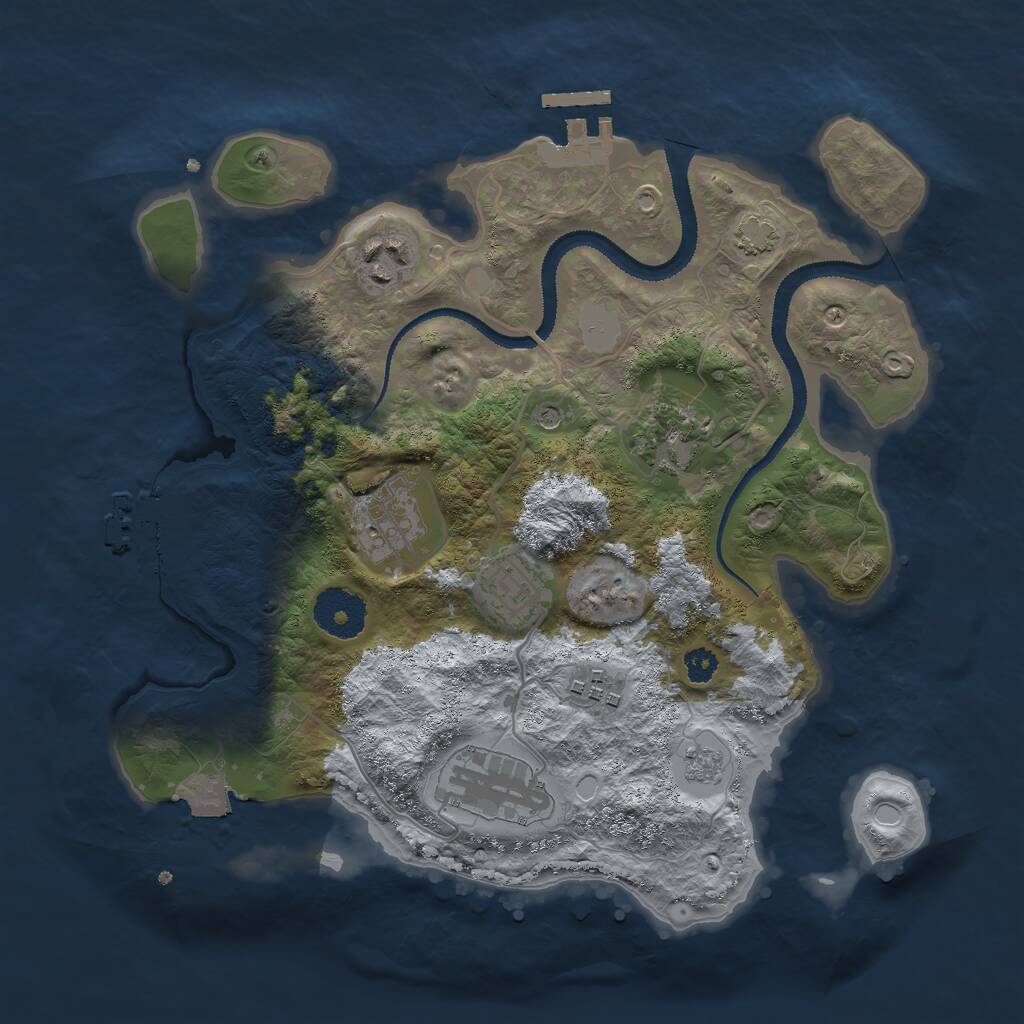 Rust Map: Procedural Map, Size: 3000, Seed: 22334, 12 Monuments