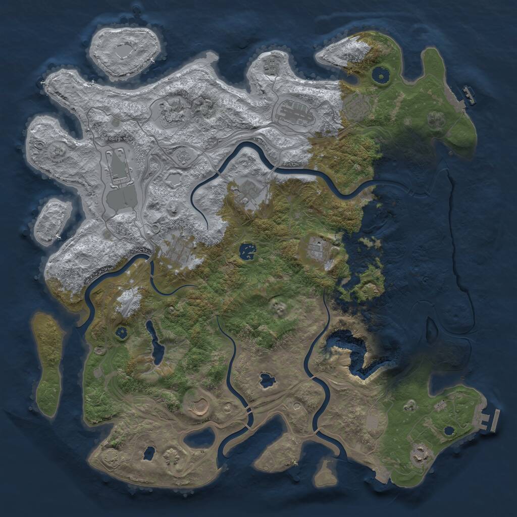 Rust Map: Procedural Map, Size: 4500, Seed: 1015479671, 17 Monuments