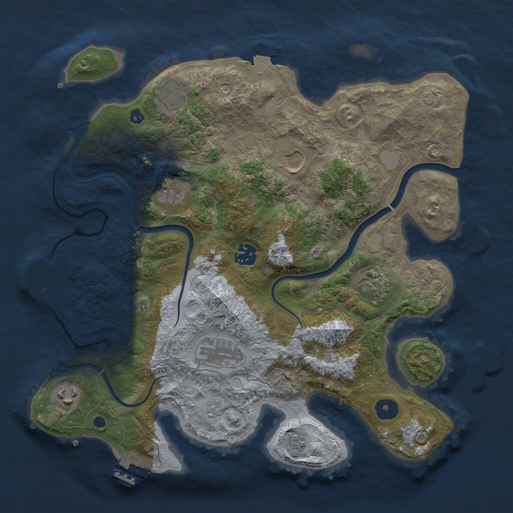 Rust Map: Procedural Map, Size: 3500, Seed: 821768789, 14 Monuments