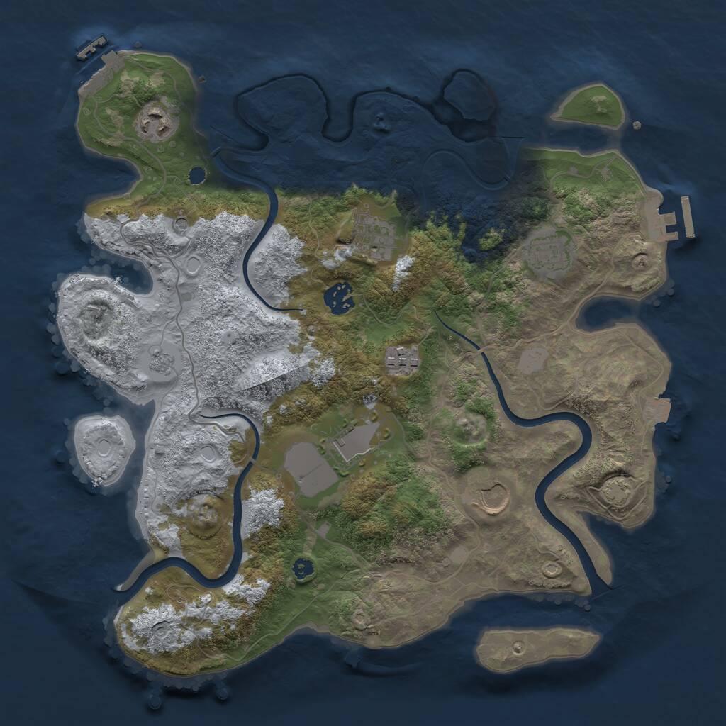 Rust Map: Procedural Map, Size: 3500, Seed: 464719984, 13 Monuments