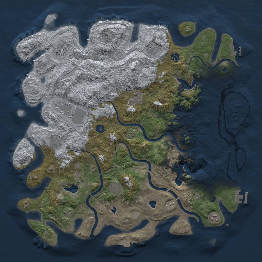 Rust Map: Procedural Map, Size: 4500, Seed: 1165650907, 15 Monuments
