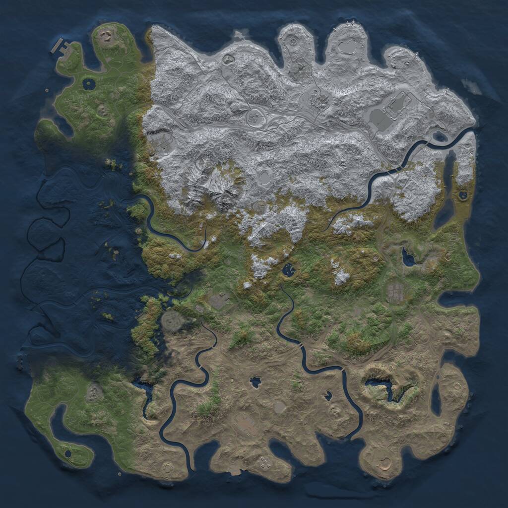 Rust Map: Procedural Map, Size: 6000, Seed: 522800882, 17 Monuments