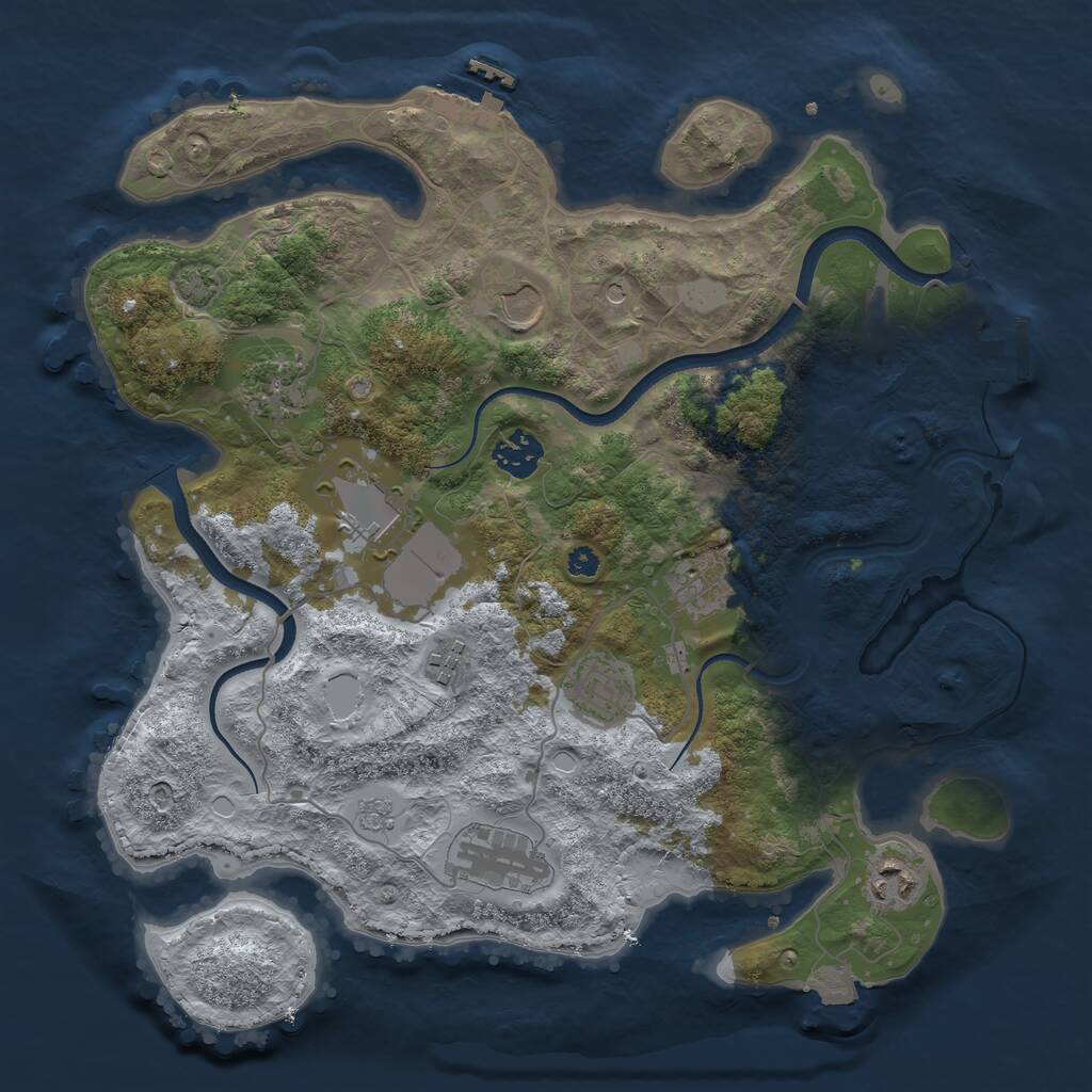 Rust Map: Procedural Map, Size: 3500, Seed: 76751511, 15 Monuments