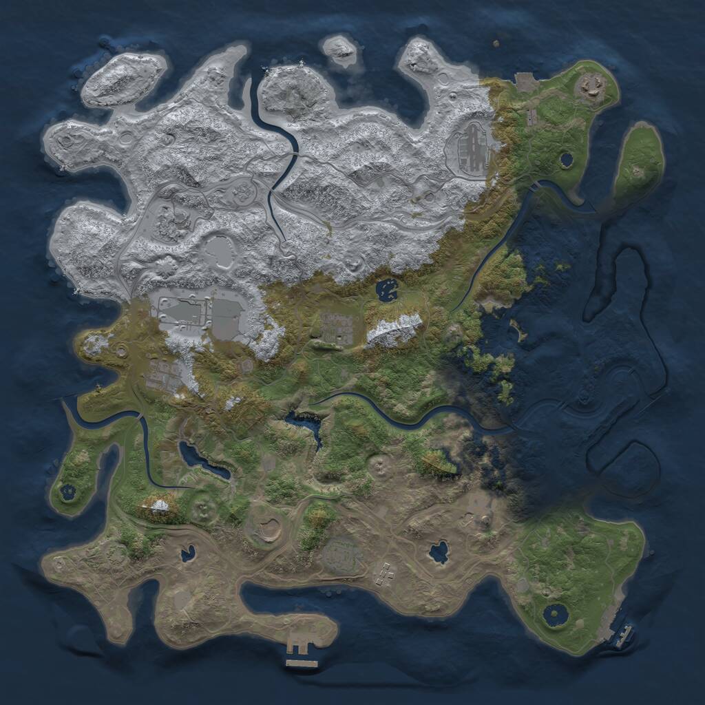 Rust Map: Procedural Map, Size: 4500, Seed: 1107185992, 17 Monuments