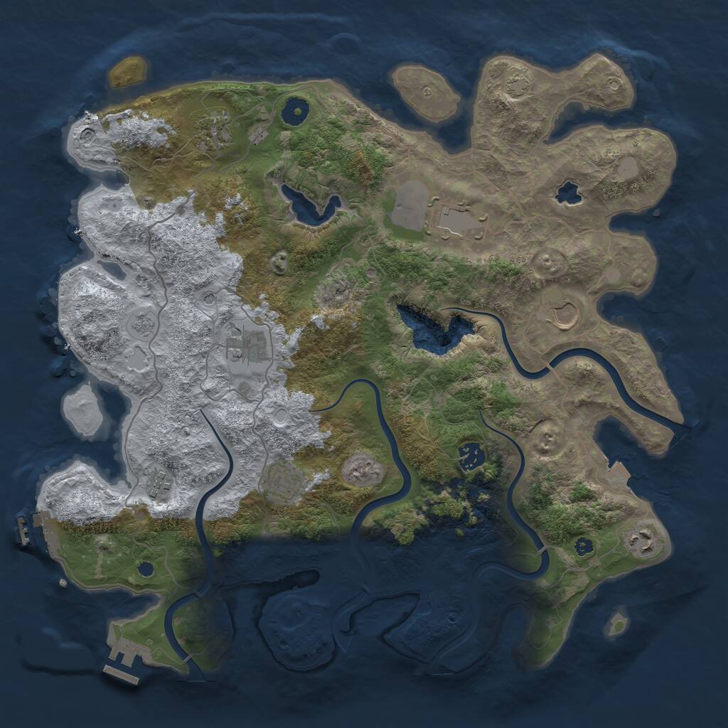 Rust Map: Procedural Map, Size: 4000, Seed: 2058063474, 14 Monuments