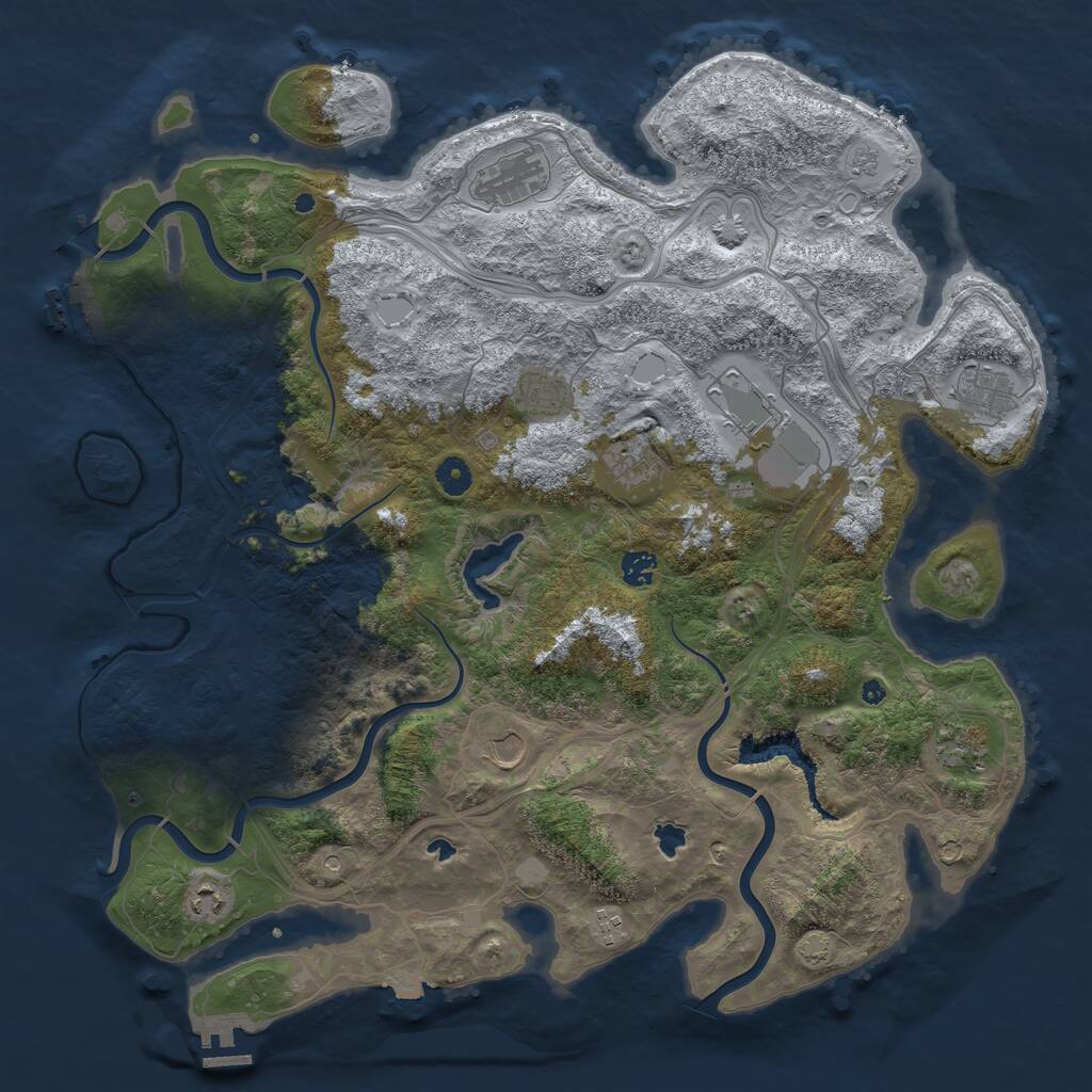 Rust Map: Procedural Map, Size: 4500, Seed: 1552384578, 16 Monuments