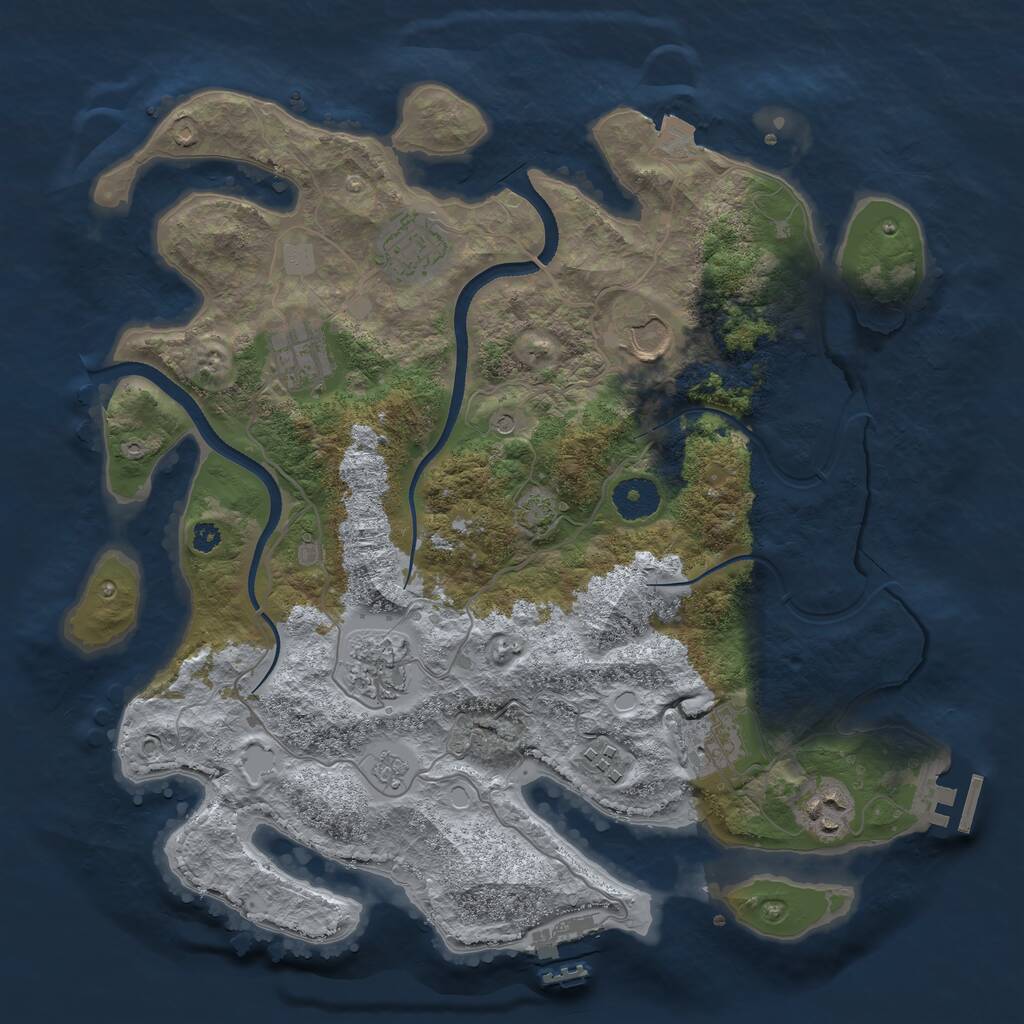 Rust Map: Procedural Map, Size: 3500, Seed: 1085178116, 13 Monuments