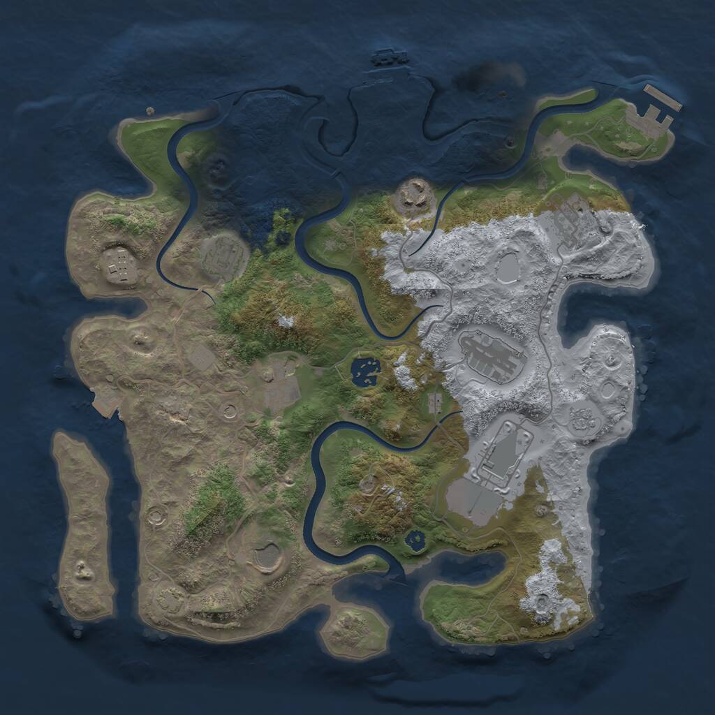 Rust Map: Procedural Map, Size: 3500, Seed: 1188415807, 15 Monuments