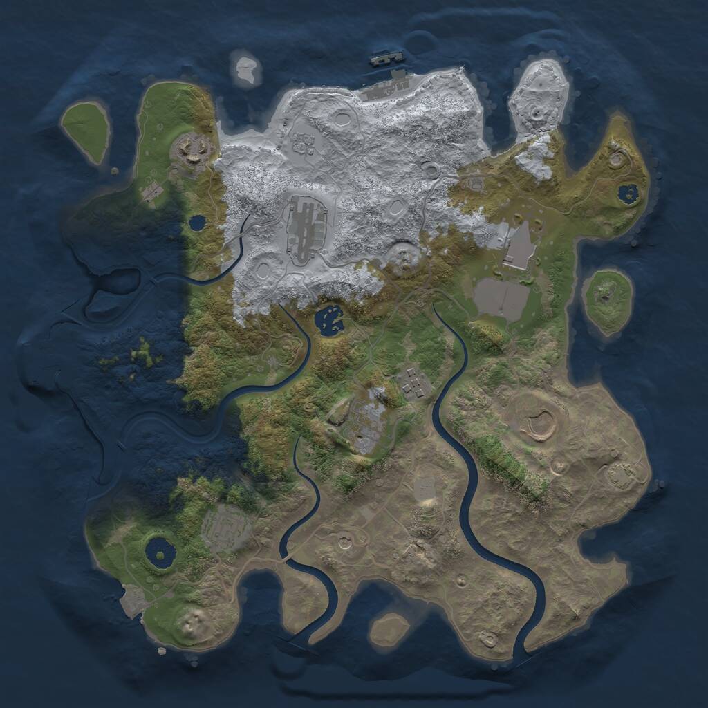 Rust Map: Procedural Map, Size: 3500, Seed: 341666827, 14 Monuments