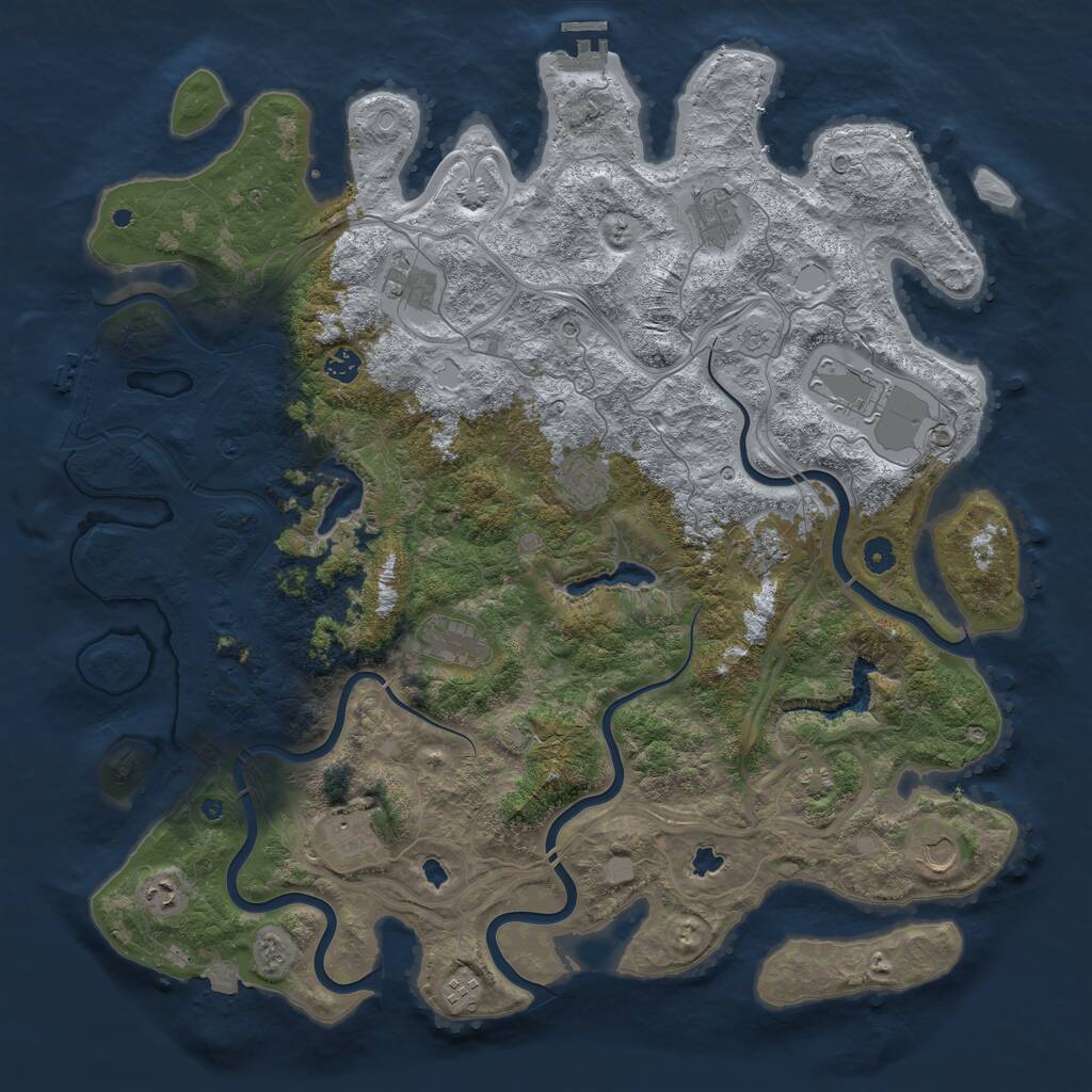 Rust Map: Procedural Map, Size: 4800, Seed: 687637330, 17 Monuments