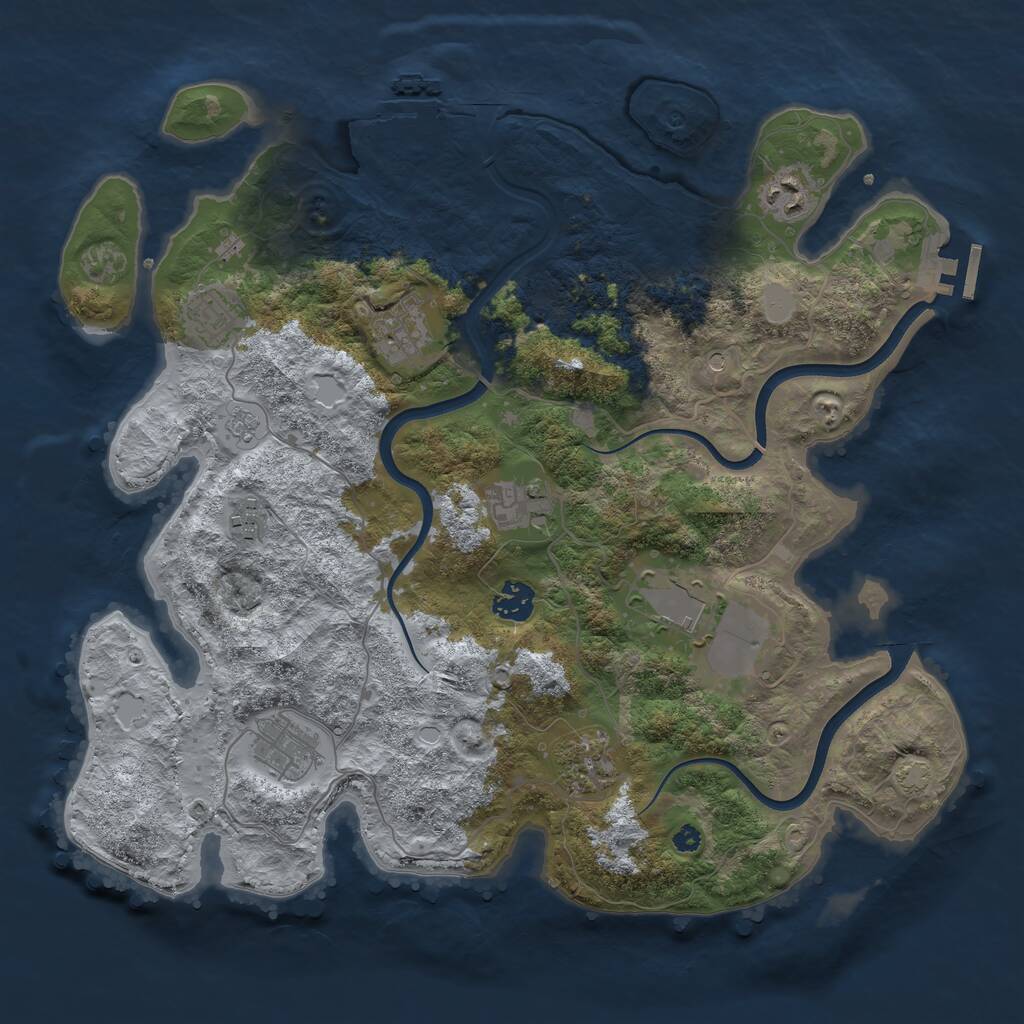 Rust Map: Procedural Map, Size: 3750, Seed: 1031406061, 15 Monuments