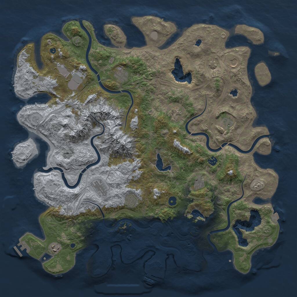 Rust Map: Procedural Map, Size: 5000, Seed: 2214, 17 Monuments
