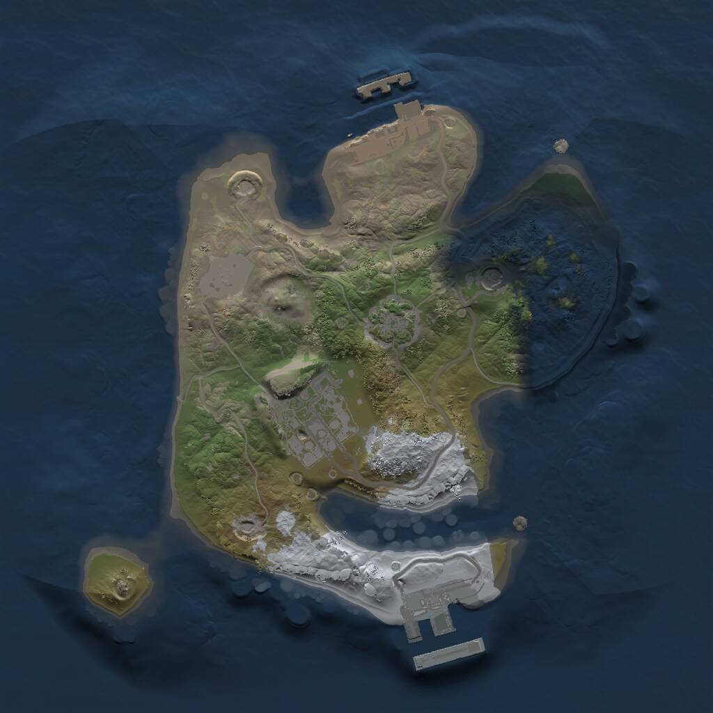Rust Map: Procedural Map, Size: 2000, Seed: 874072926, 6 Monuments