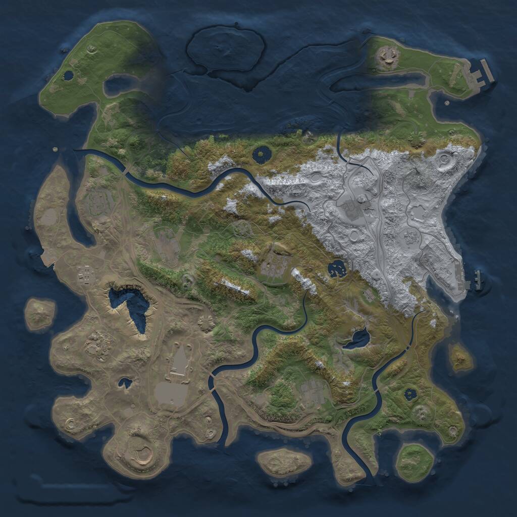Rust Map: Procedural Map, Size: 4250, Seed: 1092773526, 17 Monuments