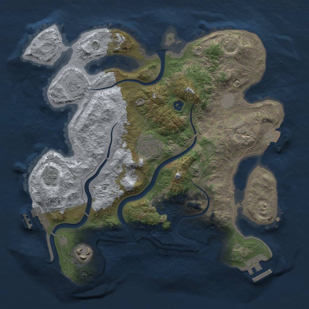 Rust Map: Procedural Map, Size: 3000, Seed: 1012427532, 9 Monuments