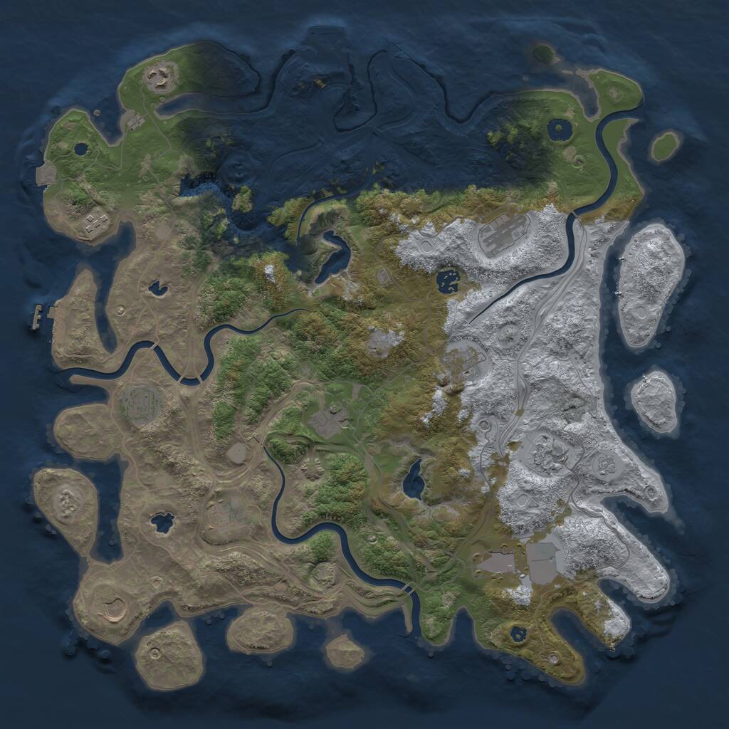 Rust Map: Procedural Map, Size: 4500, Seed: 44721, 17 Monuments