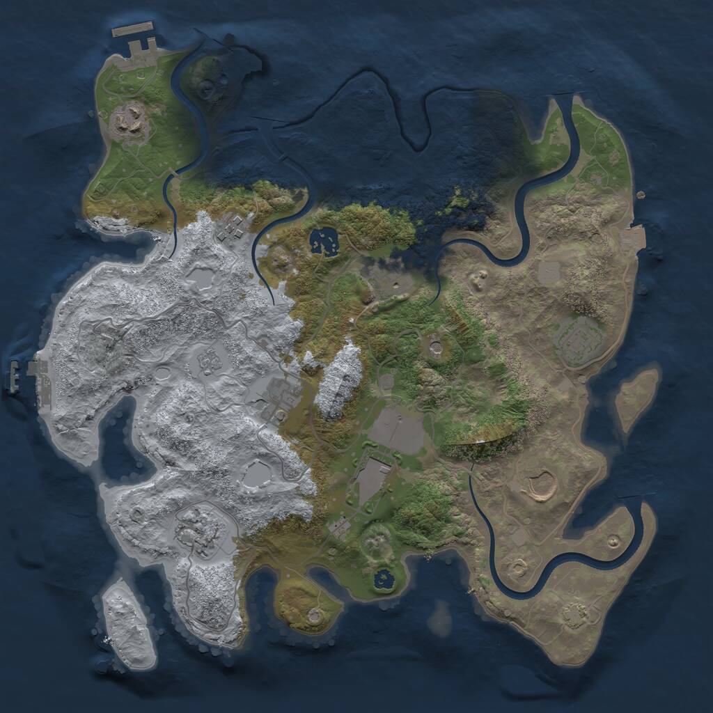 Rust Map: Procedural Map, Size: 3500, Seed: 461002853, 15 Monuments