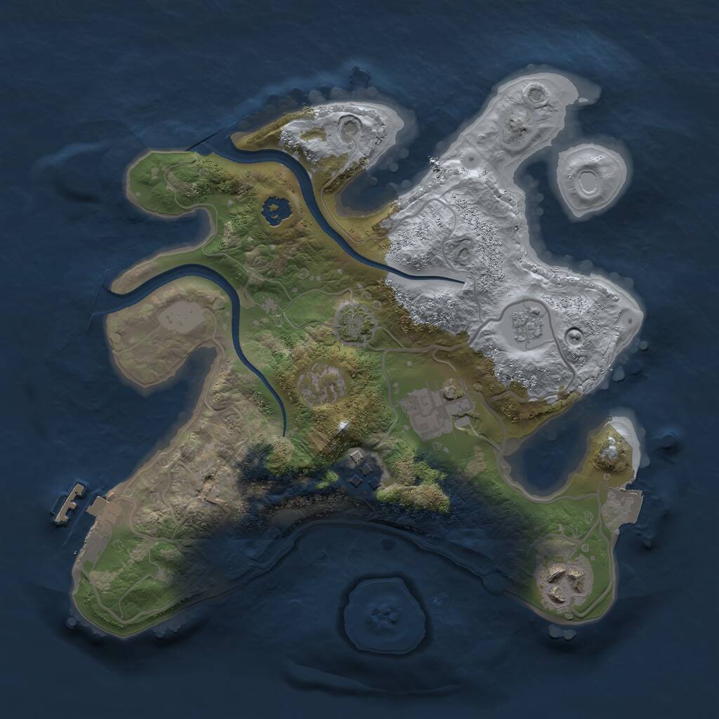 Rust Map: Procedural Map, Size: 2500, Seed: 231148005, 7 Monuments