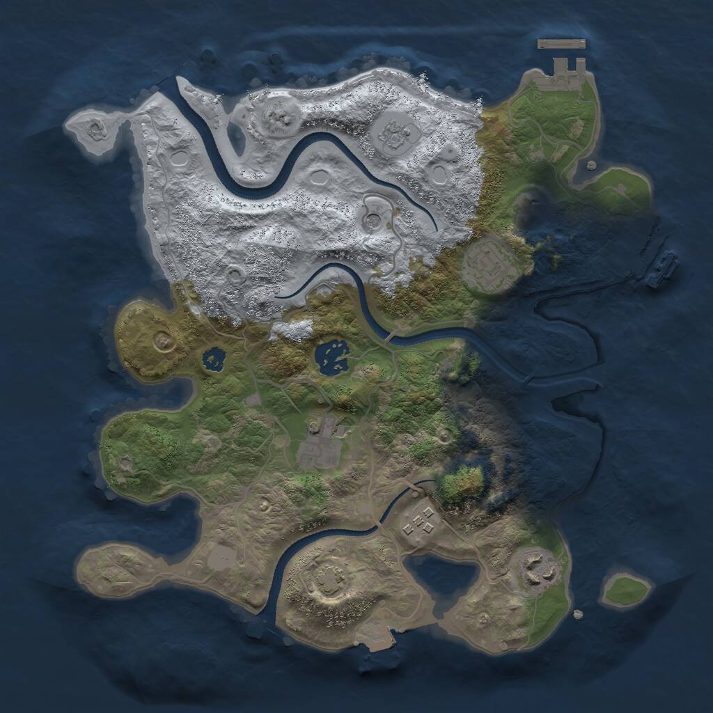Rust Map: Procedural Map, Size: 3000, Seed: 12848, 11 Monuments