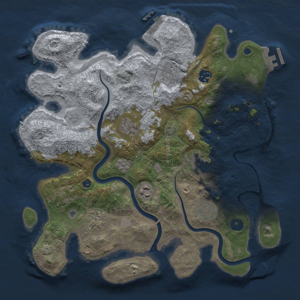Rust Map: Procedural Map, Size: 3500, Seed: 569355443, 14 Monuments
