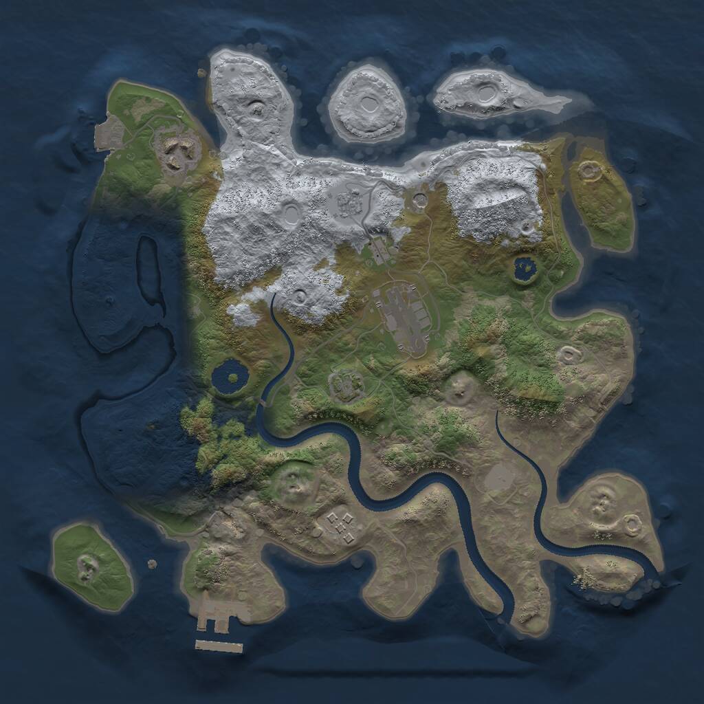 Rust Map: Procedural Map, Size: 3000, Seed: 1079335484, 8 Monuments