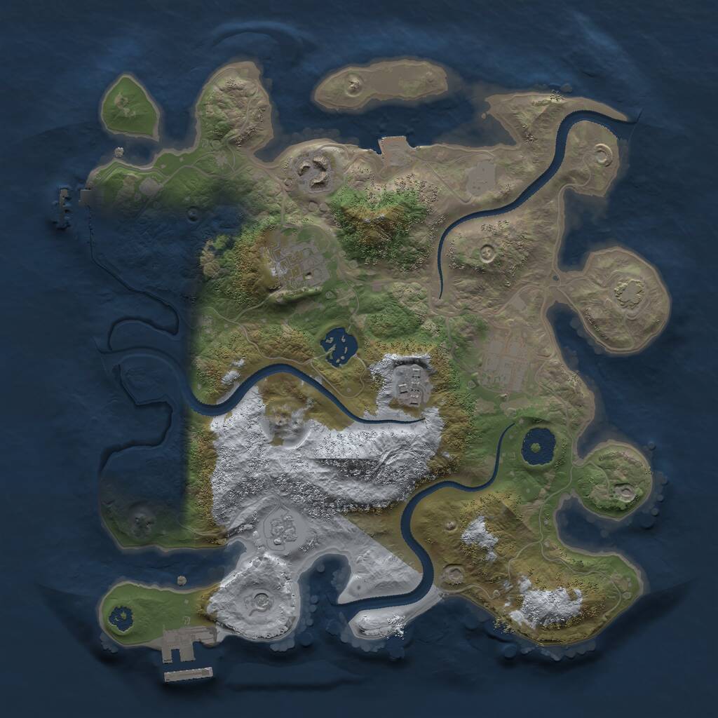 Rust Map: Procedural Map, Size: 3000, Seed: 1124275904, 11 Monuments