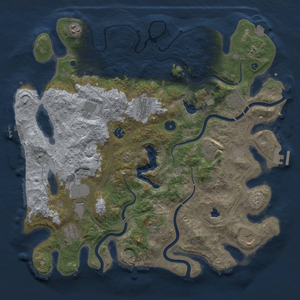 Rust Map: Procedural Map, Size: 4250, Seed: 1955700823, 17 Monuments