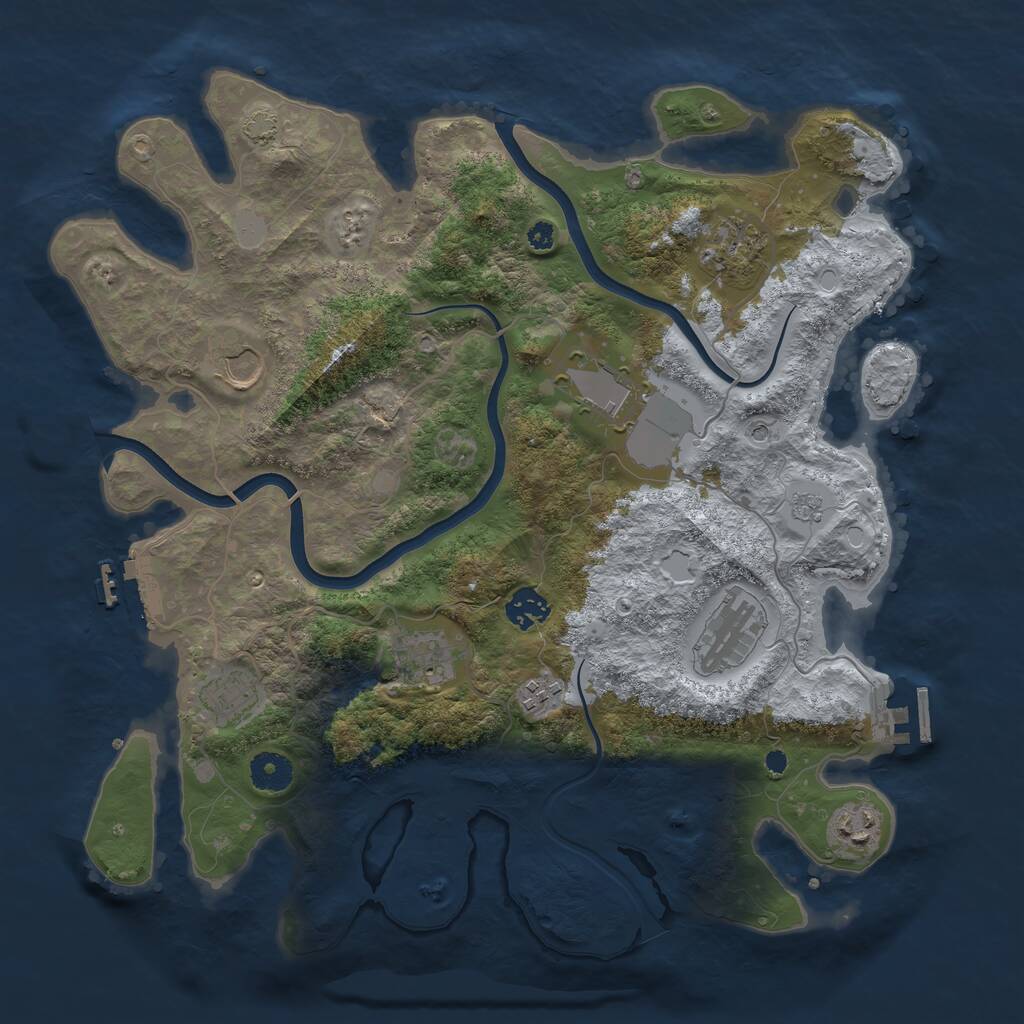 Rust Map: Procedural Map, Size: 3750, Seed: 1455357752, 15 Monuments
