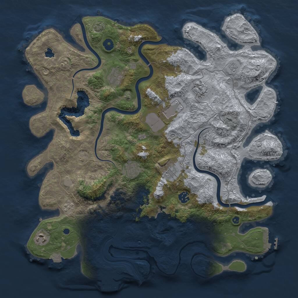 Rust Map: Procedural Map, Size: 4050, Seed: 732329129, 14 Monuments