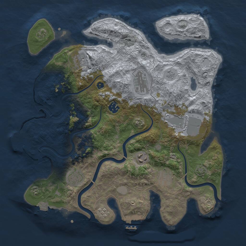 Rust Map: Procedural Map, Size: 3500, Seed: 2091471109, 14 Monuments