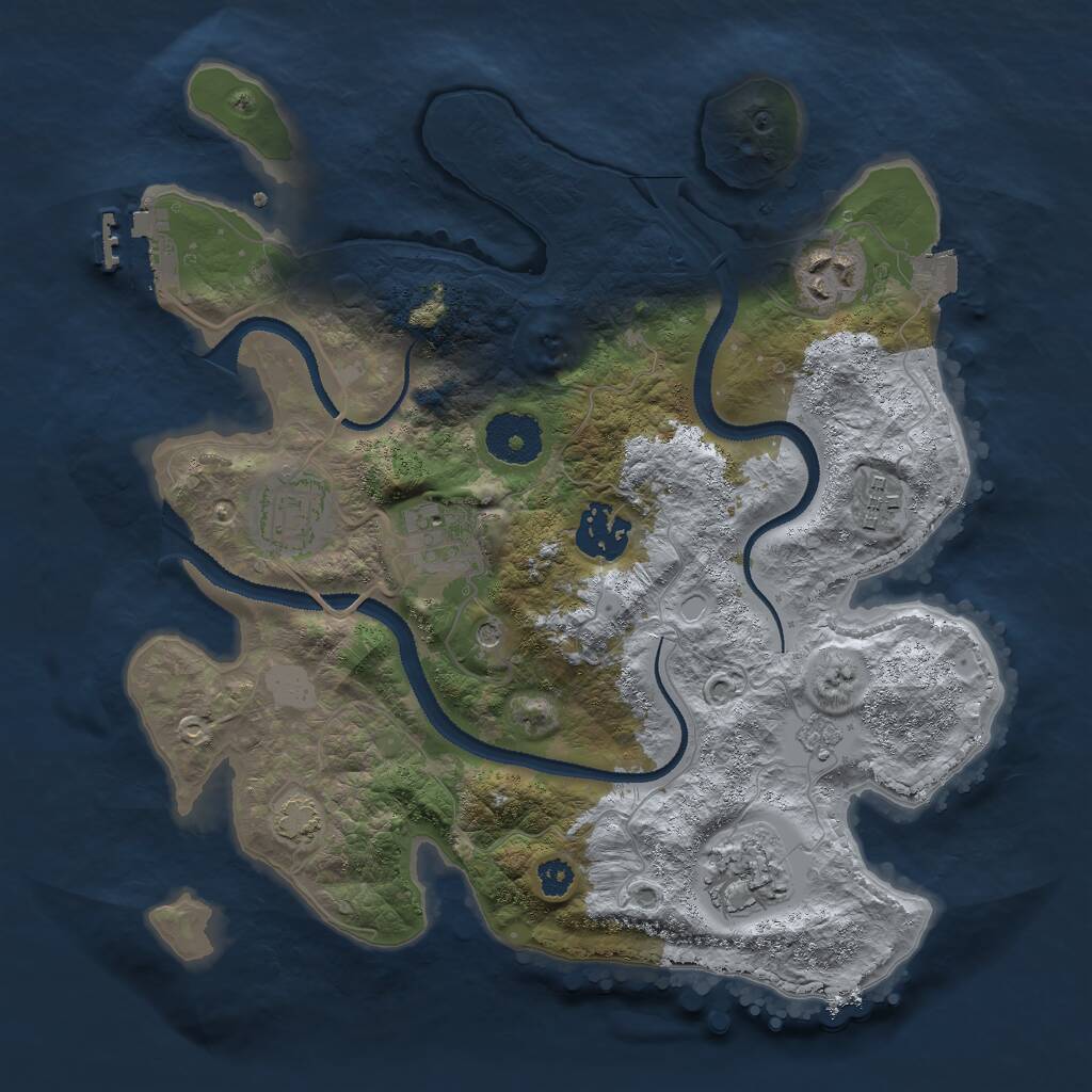 Rust Map: Procedural Map, Size: 3000, Seed: 755717360, 11 Monuments