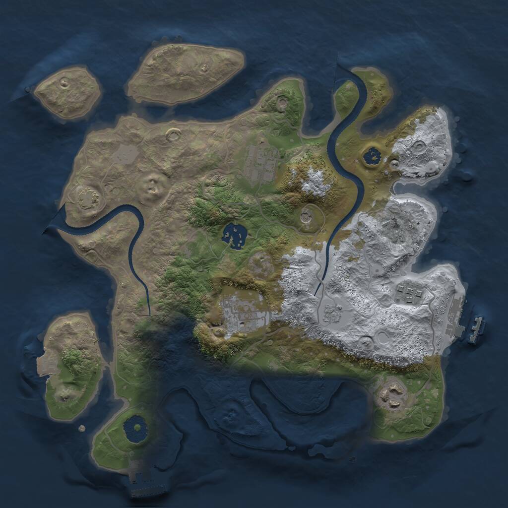 Rust Map: Procedural Map, Size: 3000, Seed: 1191151834, 11 Monuments