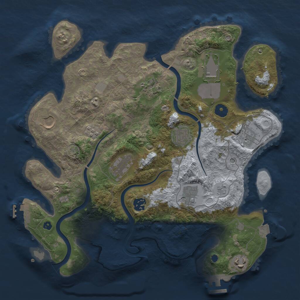 Rust Map: Procedural Map, Size: 3500, Seed: 471693932, 16 Monuments