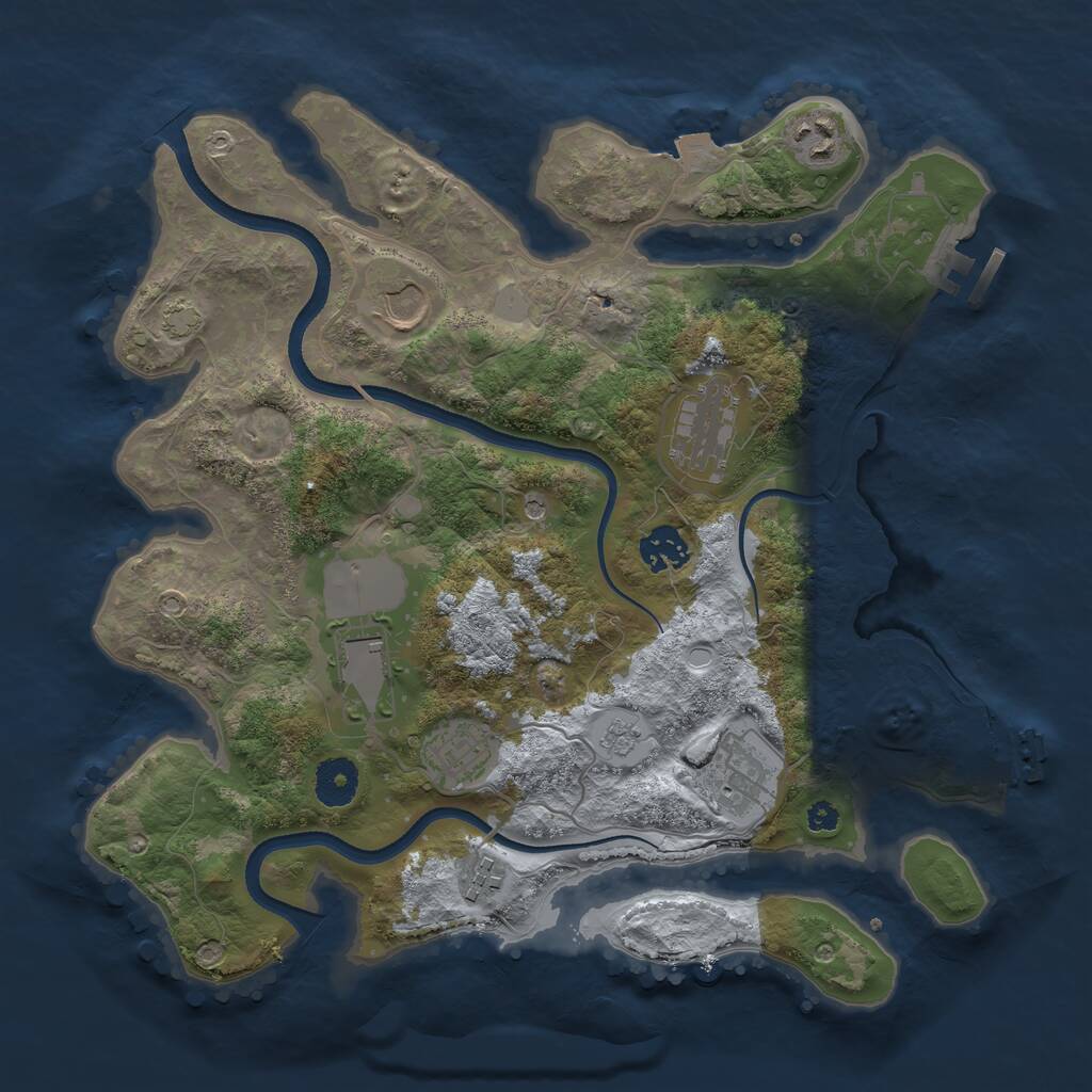 Rust Map: Procedural Map, Size: 3500, Seed: 370305324, 14 Monuments
