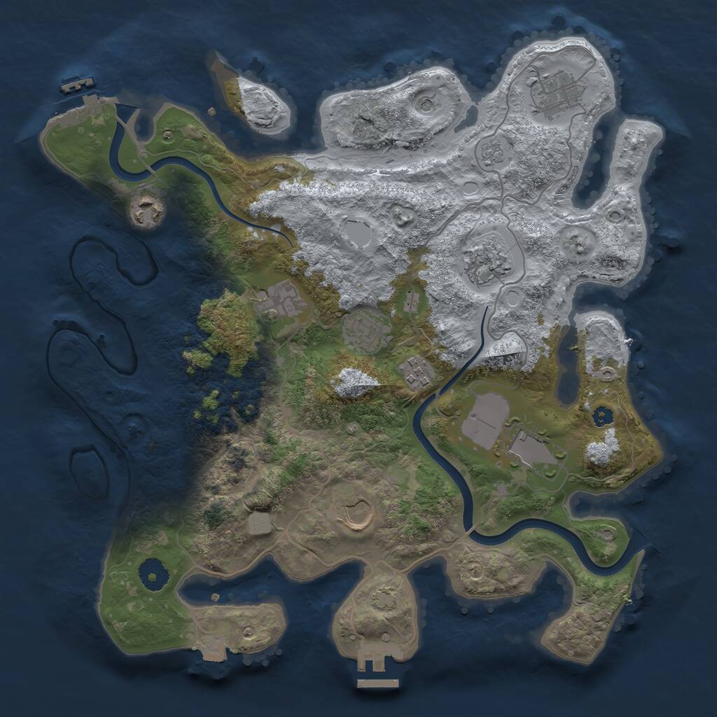 Rust Map: Procedural Map, Size: 3500, Seed: 1620904399, 14 Monuments