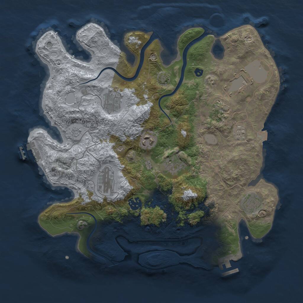 Rust Map: Procedural Map, Size: 3500, Seed: 2093634448, 15 Monuments