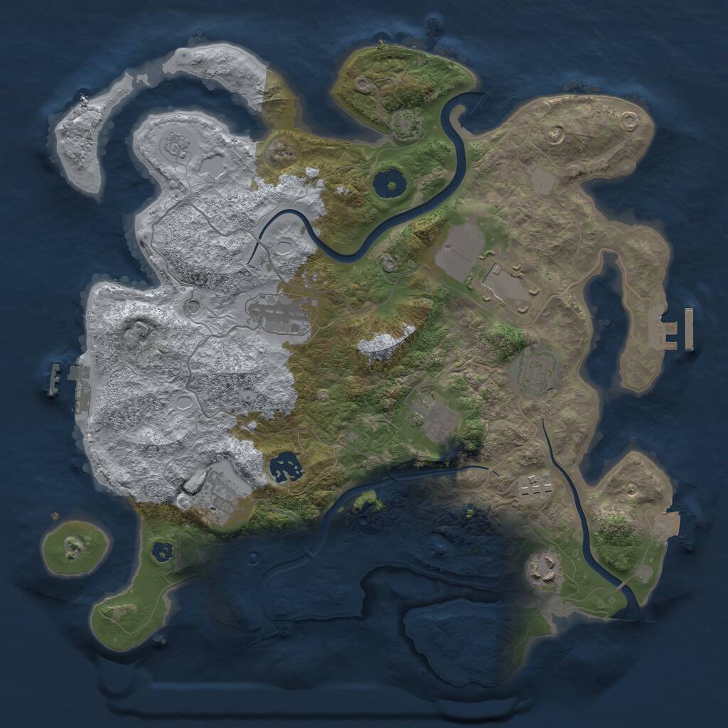 Rust Map: Procedural Map, Size: 3500, Seed: 1196890921, 14 Monuments