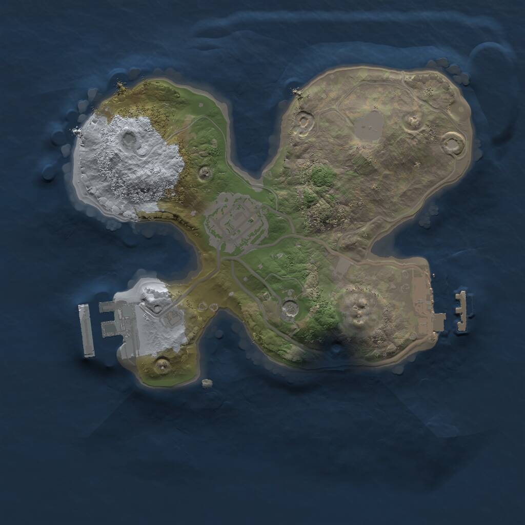 Rust Map: Procedural Map, Size: 2000, Seed: 33557, 5 Monuments
