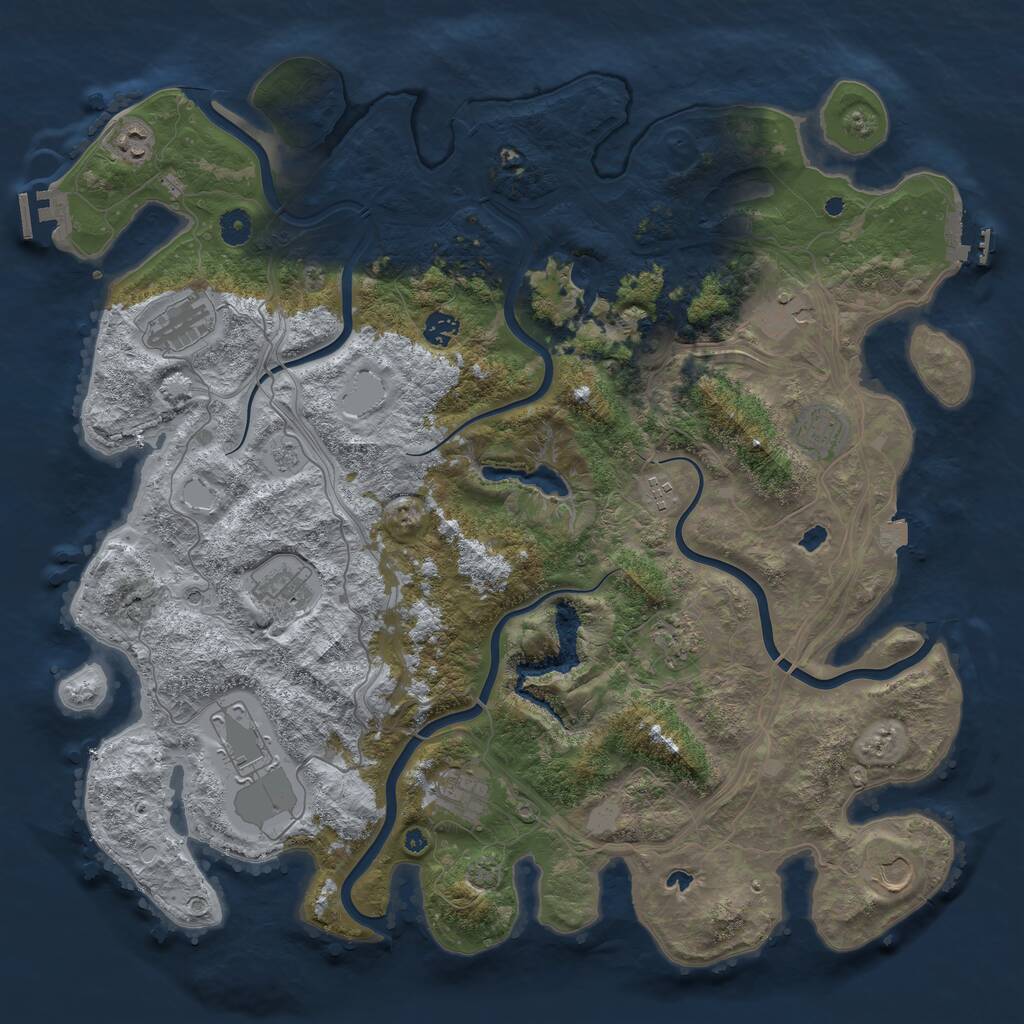 Rust Map: Procedural Map, Size: 4500, Seed: 1075785967, 17 Monuments
