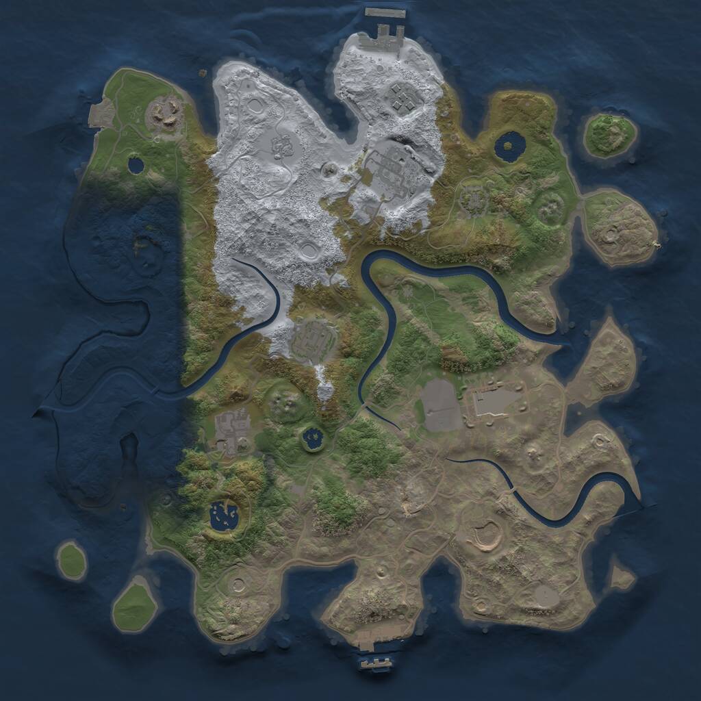 Rust Map: Procedural Map, Size: 3500, Seed: 82372376, 14 Monuments