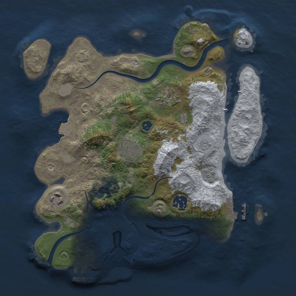 Rust Map: Procedural Map, Size: 3000, Seed: 70377407, 11 Monuments