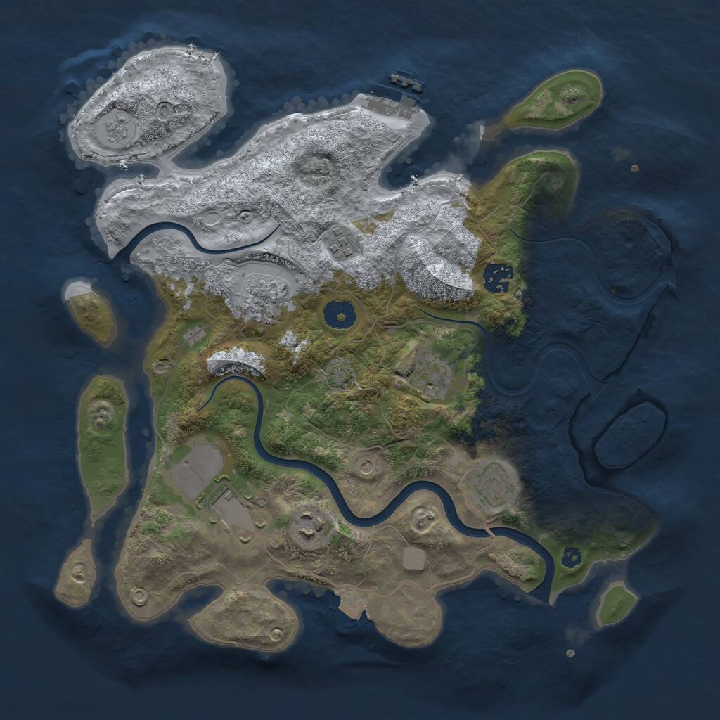 Rust Map: Procedural Map, Size: 3500, Seed: 1357263590, 12 Monuments