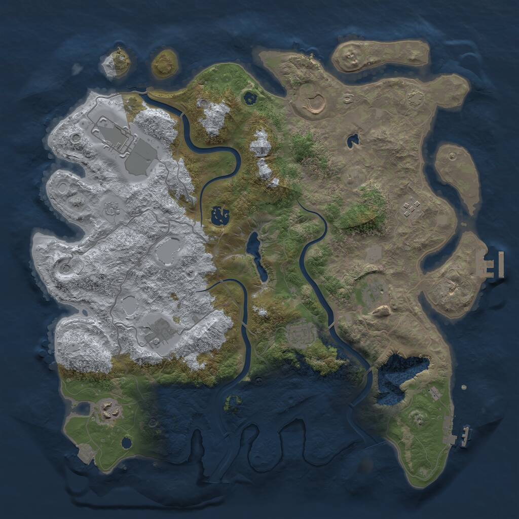 Rust Map: Procedural Map, Size: 4000, Seed: 1134124032, 14 Monuments